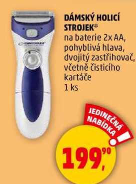 DÁMSKÝ HOLICÍ STROJEK, na baterie 2x AA, pohyblivá hlava, dvojitý zastřihovač, včetně čisticího kartáče, 1 ks 