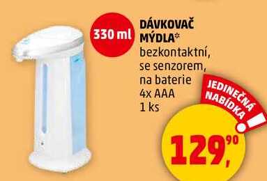 DÁVKOVAČ MÝDLA bezkontaktní, se senzorem, na baterie 4x AAA, 1 ks 