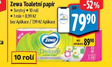 Zewa Deluxe toaletní papír 3-vrstvý 10 rolí, vybrané druhy