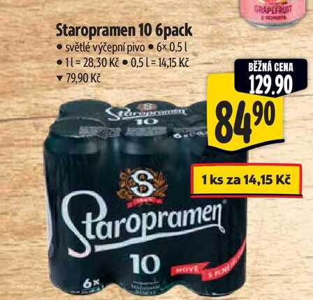 Staropramen 10 6pack světlé výčepní pivo 6x0,5l