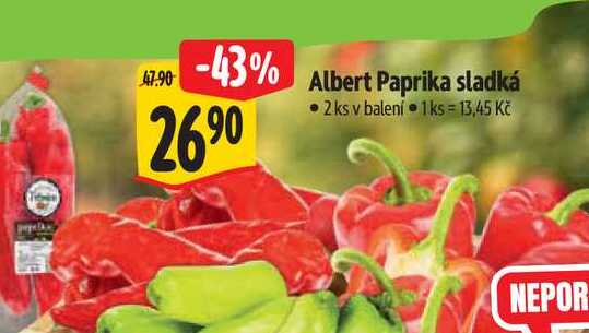 Albert Paprika sladká 2 ks v balení 