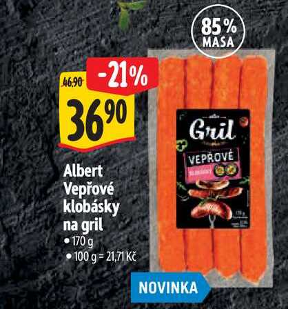 Gril Albert Vepřové klobásky na gril 170 g 