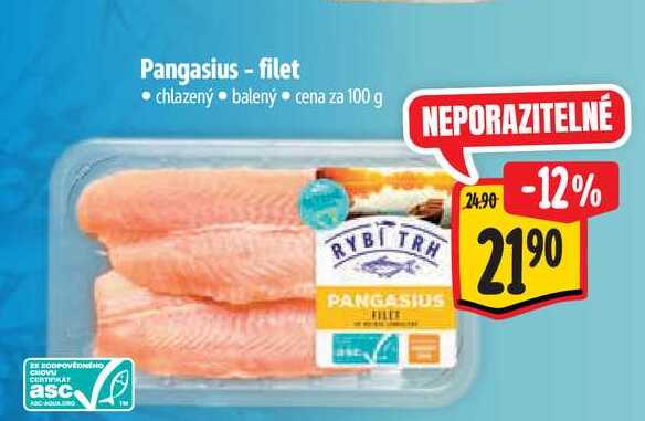 Pangasius - filet, chlazený, balený 100g