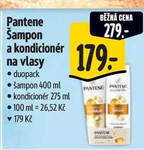 Pantene Šampon a kondicionér na vlasy, duopack šampon 400 ml,  kondicionér 275 ml 