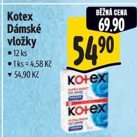 Kotex Dámské vložky 12 ks 