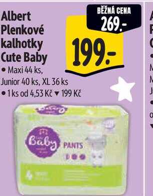 Albert Plenkové kalhotky Cute Baby Maxi 44 ks, Junior 40 ks