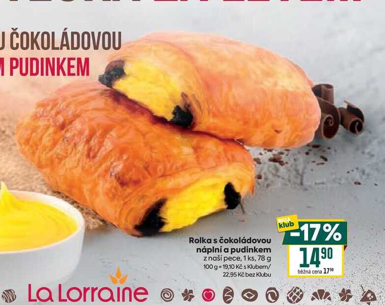 Rolka s čokoládovou náplní a pudinkem z naší pece, 1 ks, 78 g