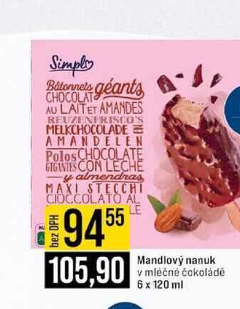 Mandlový nanuk v mléčné čokoládě 6 x 120 ml 