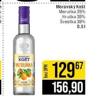 Moravský Košt Meruňka 35% Hruška 38% Švestka 38% 0,5l