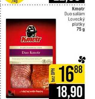 Kmotr Duo salám Lovecký plátky 75g 