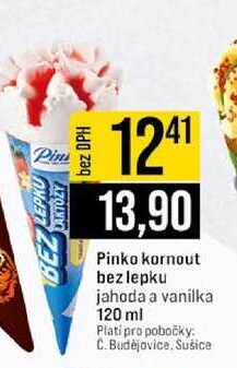 Pinko kornout bez lepku jahoda a vanilka 120 ml