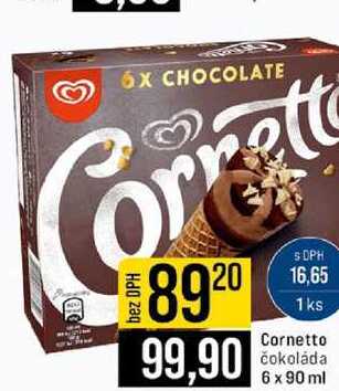 Cornetto čokoláda 6 x 90 ml 