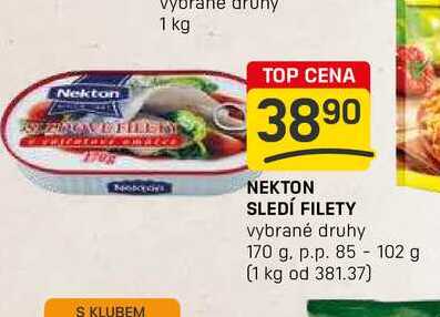 NEKTON SLEDÍ FILETY vybrané druhy 170 g. p.p. 85-102 g