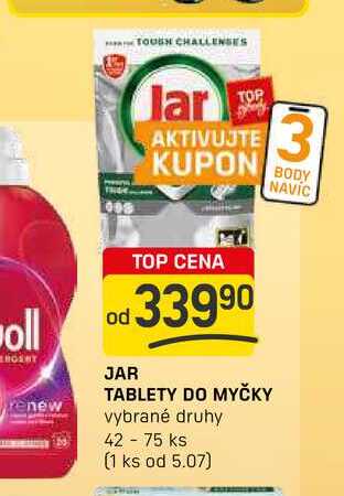 JAR TABLETY DO MYČKY vybrané druhy 42 - 75 ks