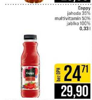 Cappy jahoda 35% multivitamin 50% jablko 100% 0,33l