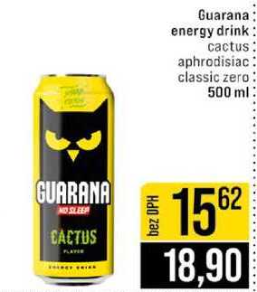 Guarana energy drink cactus aphrodisiac classic zero 500 ml 