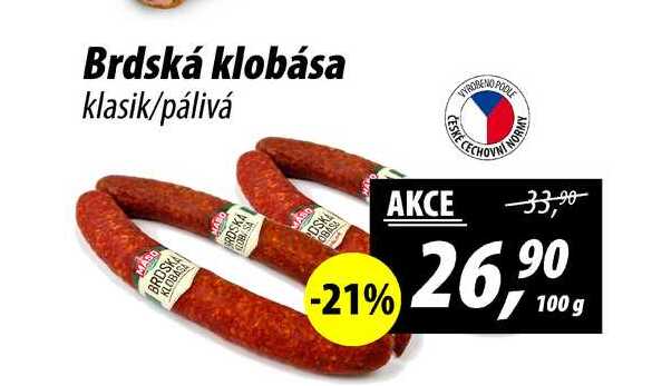 Brdská klobása klasik/pálivá, 100 g 