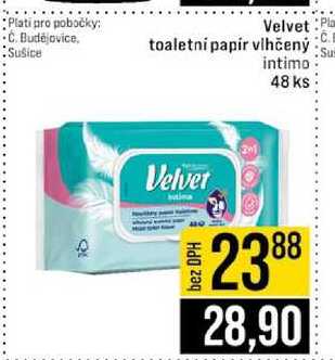 Velvet toaletni papír vlhčený intimo 48 ks 