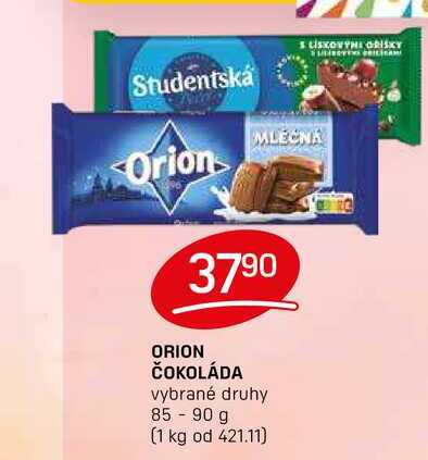 ORION ČOKOLÁDA vybrané druhy 85-90 g 