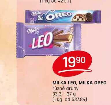 MILKA LEO, MILKA OREO různé druhy 33,3- 37 g 