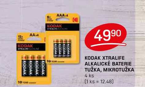 KODAK XTRALIFE ALKALICKÉ BATERIE TUŽKA, MIKROTUŽKA 4 ks 