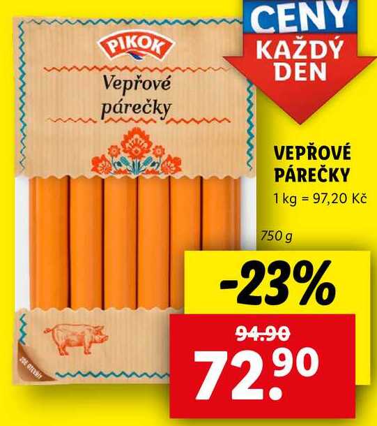VEPŘOVÉ PÁREČKY, 750 g
