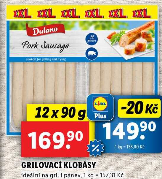 GRILOVACÍ KLOBÁSY, 12x 90 g