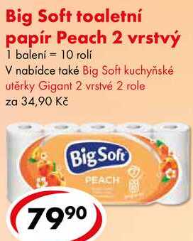 Big Soft toaletní papír Peach 2 vrstvý, 10 rolí  