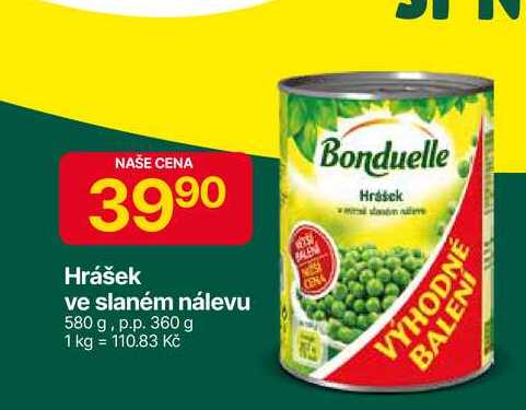 Hrášek ve slaném nálevu 580 g, p.p. 360 g