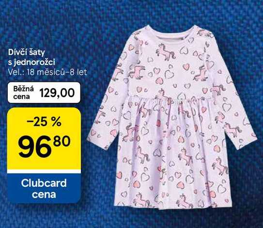 Dívčí šaty s jednorožci Vel.: 18 měsíců-8 let  