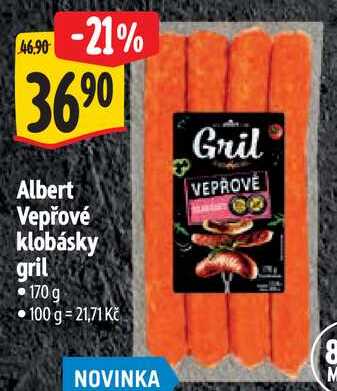 Albert Vepřové klobásky gril, 170 g 