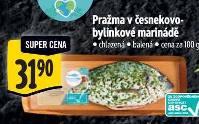 Pražma v česnekovo- bylinkové marinádě, cena za 100 g 