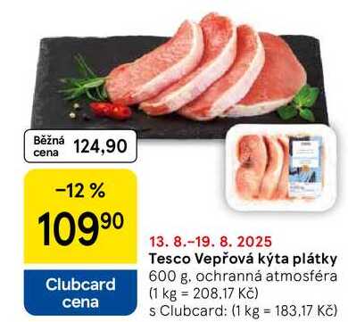 Tesco Vepřová kýta plátky, 600 g 