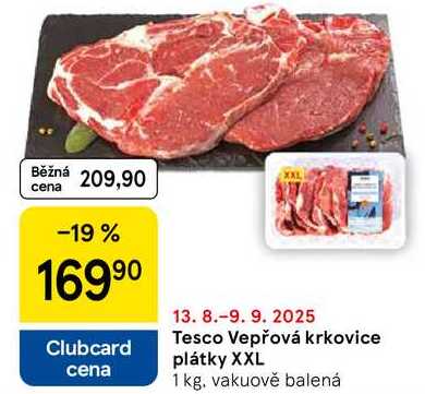 Tesco Vepřová krkovice plátky XXL, 1 kg