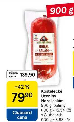 Kostelecké Uzeniny Horal salám, 900 g 