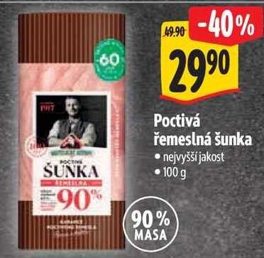 Poctivá řemeslná šunka, 100 g