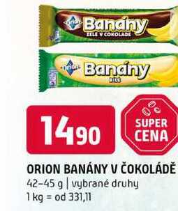 ORION BANÁNY V ČOKOLÁDĚ 42-45 g vybrané druhy 