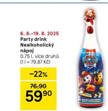 Party drink Nealkoholický nápoj, 0.75 l, více druhů 