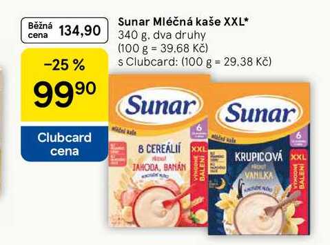 Sunar Mléčná kaše XXL, 340 g