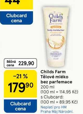 Childs Farm Tělové mléko bez parfemace, 200 ml  