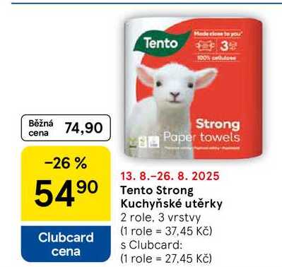 Tento Strong Kuchyňské utěrky, 2 role. 3 vrstvy 