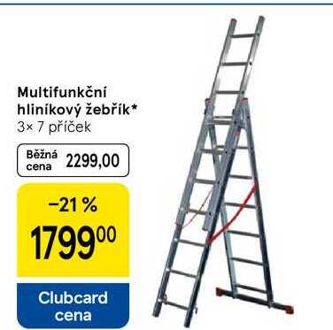 Multifunkční hliníkový žebřík, 3x 7 příček  