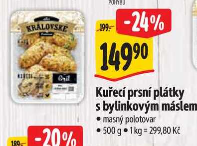   Kuřecí prsní plátky s bylinkovým máslem 500 g