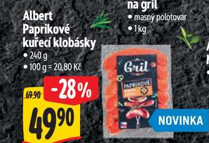 Albert Paprikové kuřecí klobásky  240g 