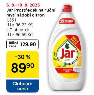 Jar Prostředek na ruční mytí nádobí citron, 1,35 l