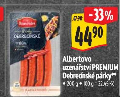   Albertovo uzenářství PREMIUM Debrecínské párky  200 g 