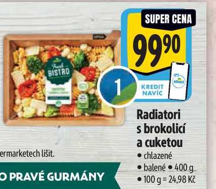   Radiatori s brokolicí a cuketou 400 g