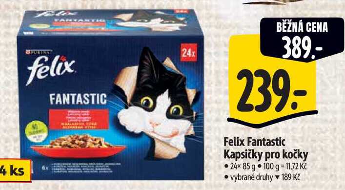 Felix Fantastic Kapsičky pro kočky, 24x 85 g 