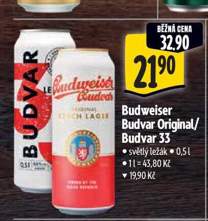   Budweiser Budvar Original/ Budvar 33  0,5 l 