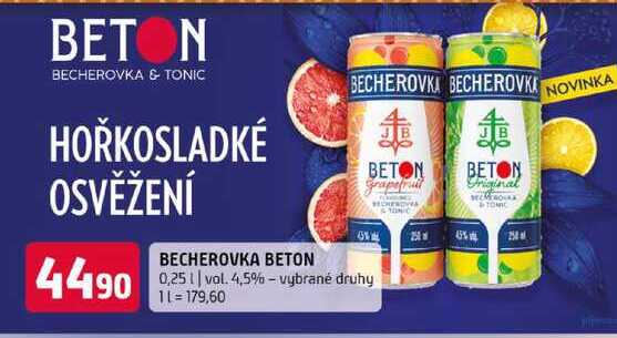 BECHEROVKA BETON 45% 0,25l vybrané druhy 